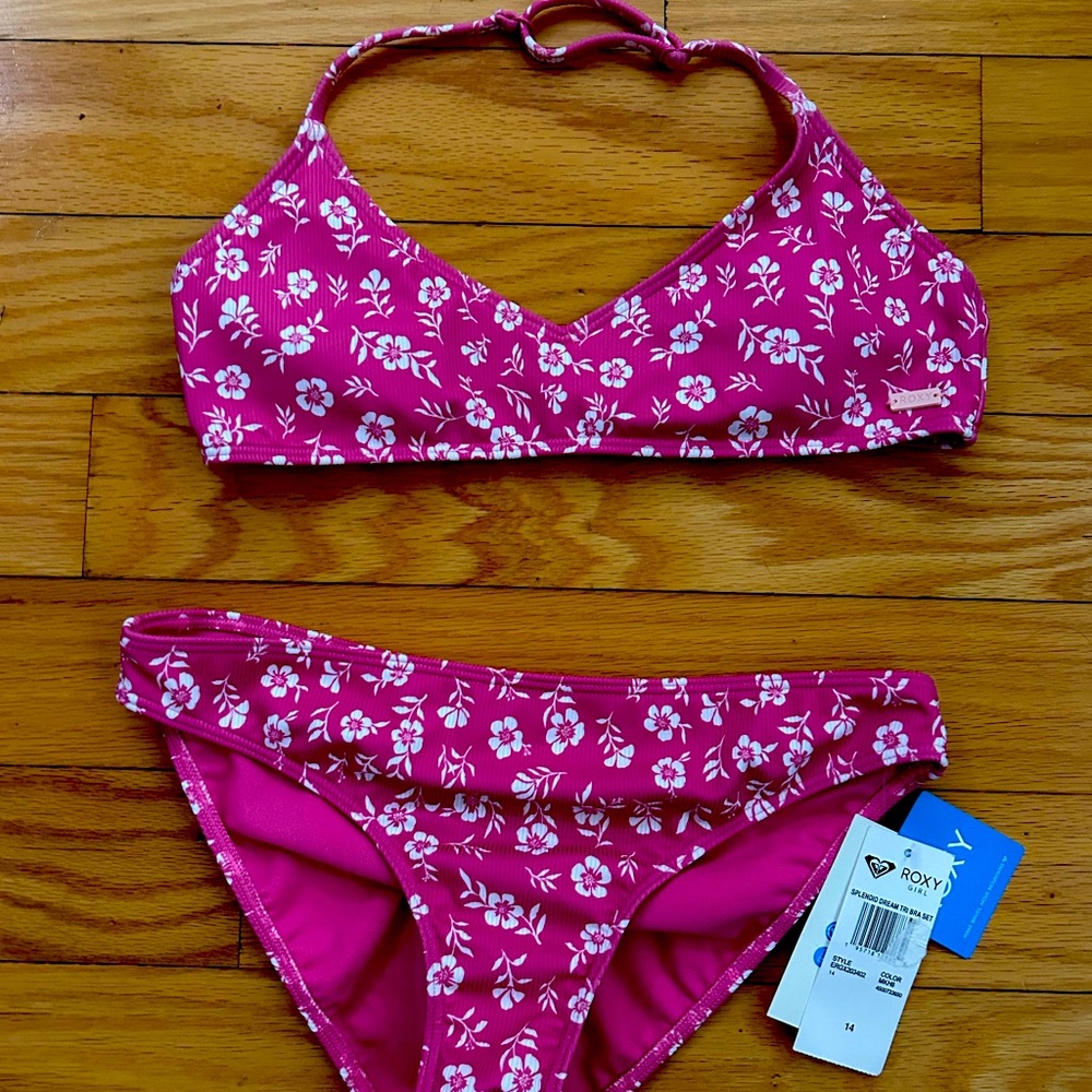 BNWT Roxy girls splendid dream try bra swimsuit size 14